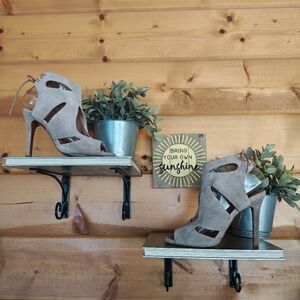 Matiko Taupe Suede Leather Gladiator Caged Lace Up Heelsโ Cutout Sandals Size 36